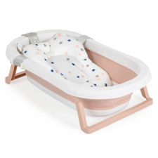 Moni Palma Összecsukható Babakád Fürdető Párnával – 3 részes fürdőszett - Rózsaszín babafürdőkád