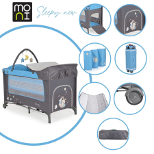 Moni Sleepy összecsukható luxus utazóágy 2 szintes Blue utazóágy
