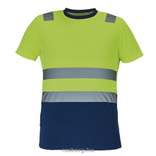  MONZON Hi-Vis ru. póló sárga/navy 3XL-5XL láthatósági ruházat