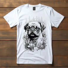  Mopsz póló (Férfi)(Fekete-fehér)