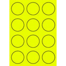 MOS Etikett címke színes kör 60 mm-es átmérő kerek sárga 12 db/ív, 25 ív/csomag (raktáron) etikett