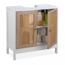 Mosdószekrény rattan ajtókkal fehér-natúr 61,5x60x30 cm 10035343 fürdőszoba bútor