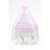  Moses Basket fonott függönyös kiságy Deluxe Bellamy - fehér + rózsaszín ágyneműhuzat