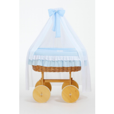  Moses Basket fonott függönyös kiságy Deluxe Bellamy - natúr + kék ágynemű babakocsi kiegészítő