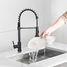  Mosogató csaptelep flexibilis csővel, levehető zuhanyfejjel, fekete csaptelep