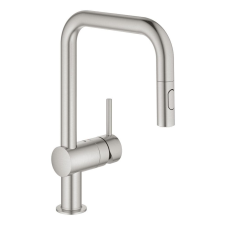Mosogató csaptelep Grohe MINTA kihúzható zuhannyal, 2 áram supersteel 32322DC2 csaptelep