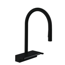 Mosogató csaptelep Hansgrohe Aquno kihúzható zuhannyal, 2 áram matt fekete 73837670 csaptelep