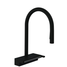 Mosogató csaptelep Hansgrohe Aquno Select kihúzható zuhannyal fekete matt 73831670 csaptelep