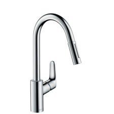Mosogató csaptelep Hansgrohe Focus M41 kihúzható zuhannyal, 2 áram króm 31815000 csaptelep