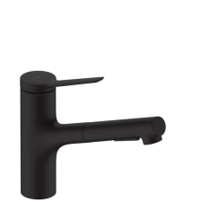Mosogató csaptelep Hansgrohe Zesis kihúzható zuhannyal, 2 áram fekete matt 74803670 csaptelep