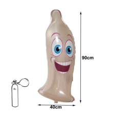 Mosolygó óvszer fólia lufi, 90 cm, csomagolt party kellék
