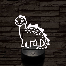 Mosolygós dínó 7 színű 3D led lámpa világítás
