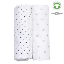 MOTHERHOOD BIO Muszlin pelenka 2db szürke és fekete pöttyös 85x85cm mosható pelenka