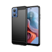 Motorola Moto G34, Szilikon tok, közepesen ütésálló, szálcsiszolt, karbon minta, sötétkék tok és táska