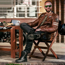  Motoros bőrdzseki W-TEC Milano barna L motoros kabát
