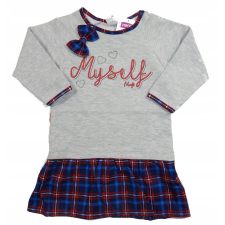 MROFI Lányka Ruha - Szürke/Piros/Kék Kockás "Myself" lányka ruha