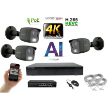 MS - 4K AI IP kamerarendszer 3 kamerával switchel 8 Mpix GT - 6379K3B megfigyelő kamera