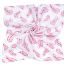MT T Nagy textil pelenka (120x120) - Fehér alapon rózsaszín tollak mosható pelenka