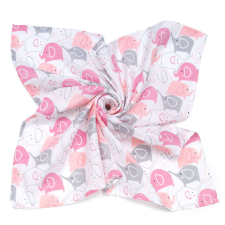 MT T Nagy Textil pelenka (120x120cm) - Fehér alapon rózsaszín elefántok mosható pelenka