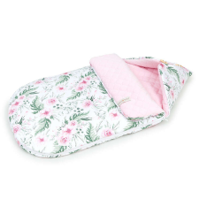 MT T Őszi bundazsák (0-12 hónapos) - Fehér alapon rózsaszín virágok babakabát, overál, bundazsák