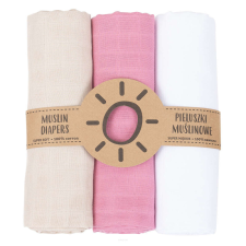MT T Textil pelenka 3 db + Mosdatókesztyű - Bézs, fehér, rózsaszín mosható pelenka