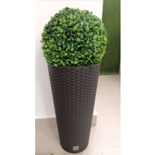 Mű buxus sötétbarna rattan hatású kaspóban prémium minőségben dekoráció
