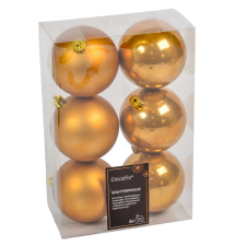  Műanyag gömb gyömbér barna 8cm 6db-os dekorációs kellék