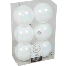  Műanyag gömb iris fehér 8cm 6db-os karácsonyfadísz