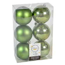  Műanyag gömb mohazöld 8cm 6db-os karácsonyfadísz