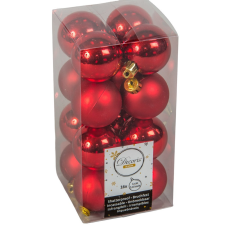 Műanyag gömb piros 4cm 16db-os karácsonyfadísz