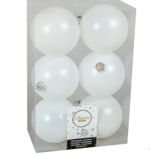  Műanyag gömb téli fehér 8cm 6db-os karácsonyfadísz