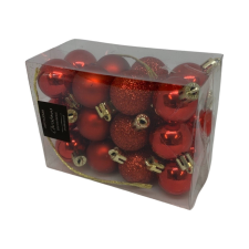  Műanyag karácsonyi gömb dísz 2,5 cm-es - piros mix karácsonyfadísz