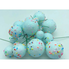  Műanyag kék,csillogós,cukorka mintás gömb alakú torta beszúró party kellék