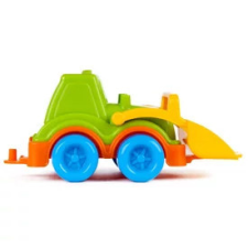 Műanyag markolós traktor - zöld, 13 cm autópálya és játékautó