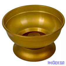  Műanyag nagy kerek talpas tál D25cm M14cm - Arany dekorációs kellék