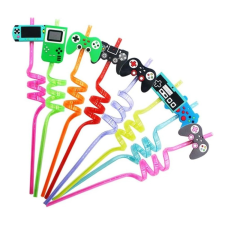  Műanyag Spirális Szívószál – Játékkonzol, 4 db-os sütés és főzés