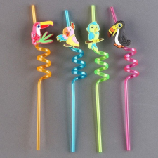  Műanyag Spirális Szívószál – Papagájok 4 db-os sütés és főzés