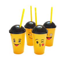 MŰANYAG SZÍVÓSZÁLAS POHÁR, SHAKE POHÁR - EMOJI üdítős pohár