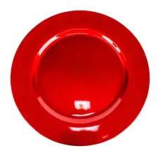  Műanyag tányér fényes piros D33cm dekorációs kellék