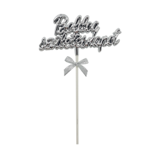  Műanyag tortadekoráció, torta beszúró – Boldog születésnapot – Ezüst party kellék