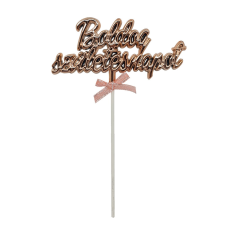 Műanyag tortadekoráció, torta beszúró – Boldog születésnapot – Rose Gold party kellék