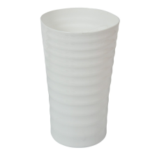 Műanyag váza hullámos oldal fehér D19cm M32cm dekoráció