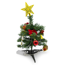 Műfenyő LED fényekkel, díszekkel - 32 cm műfenyő