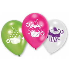 Muffin Cupcake léggömb, lufi 6 db-os 9 inch (22,8 cm) party kellék