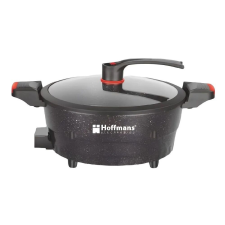 Multifunkciós elektromos fazék, Hoffmans, 1500W, 6L kapacitás, 32 cm átlós, fekete színű elektromos főzőedény