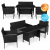 MultiGarden Kerti bútor szett rattanszerű kivitelben - pad, asztal, székek fekete multigarden