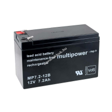 Multipower Ólom akku 12V 7,2Ah (Multipower) típus MP7,2-12B - VDS-minősítéssel (csatlakozó: F2) elektromos tápegység
