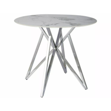  Murano Kerek Kerámia Étkezőasztal Fehér Márvány Króm Vázzal bútor