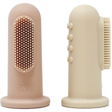 MUSHIE Finger Toothbrush ujjra húzható fogkefe gyermekeknek Shifting Sand/Blush 2 db fogkefe