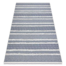 My carpet company kft Fonott Sizal szőnyeg boho MOROC Vonalak 22328 rojt - két szintű gyapjú krém / sötétkék, újrahaszn... lakástextília